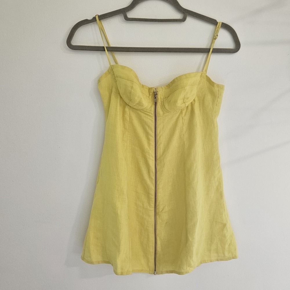 Indah Yellow Mini Dress with Front Zip